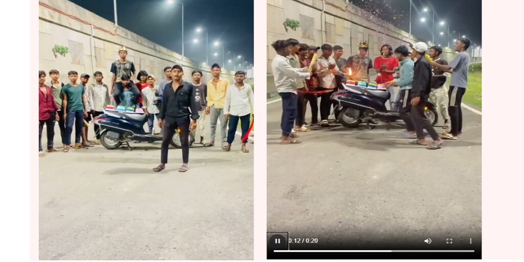 Chhattisgarh : युवकों ने बीच सड़क मनाया बर्थडे, तलवार से काटा केक और फोड़ें पटाखे