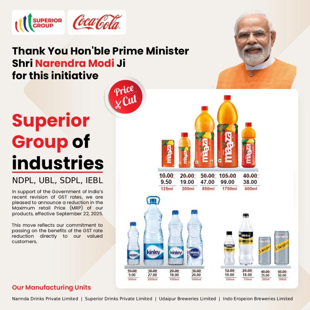 सुपीरियर ग्रुप ऑफ इंडस्ट्रीज़ ने कम किए अपने उत्पादों के दाम, प्रधानमंत्री का जताया आभार