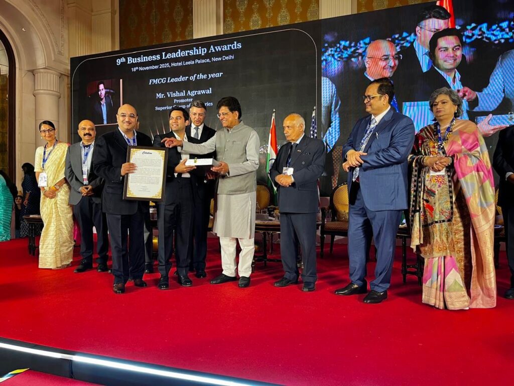 एफएमसीजी सेक्टर में नवाचार के लिए सुपीरियर ग्रुप ऑफ इंडस्ट्रीज को मिला “लीडर ऑफ द ईयर 2025” सम्मान