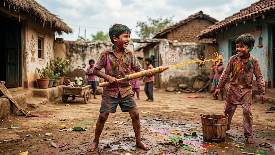 आधुनिकता के शोर में कहीं गुम हो गई गाँव की ‘बांस वाली पिचकारी