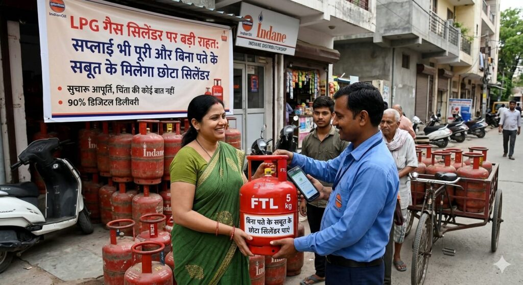 LPG गैस सिलेंडर पर बड़ी राहत: सप्लाई भी पूरी और बिना पते के सबूत के मिलेगा छोटा सिलेंडर