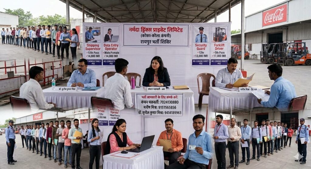 रायपुर कोका कोला डिपो में विभिन्न पदों पर सीधी भर्ती, नर्मदा ड्रिंक्स प्राइवेट लिमिटेड ने मंगाए आवेदन