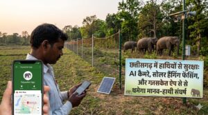 छत्तीसगढ़ में हाथियों से सुरक्षा के लिए AI कैमरों की तैनाती: सोलर हैंगिंग फेंसिंग और गजसंकेत ऐप से थमेगा मानव-हाथी संघर्ष