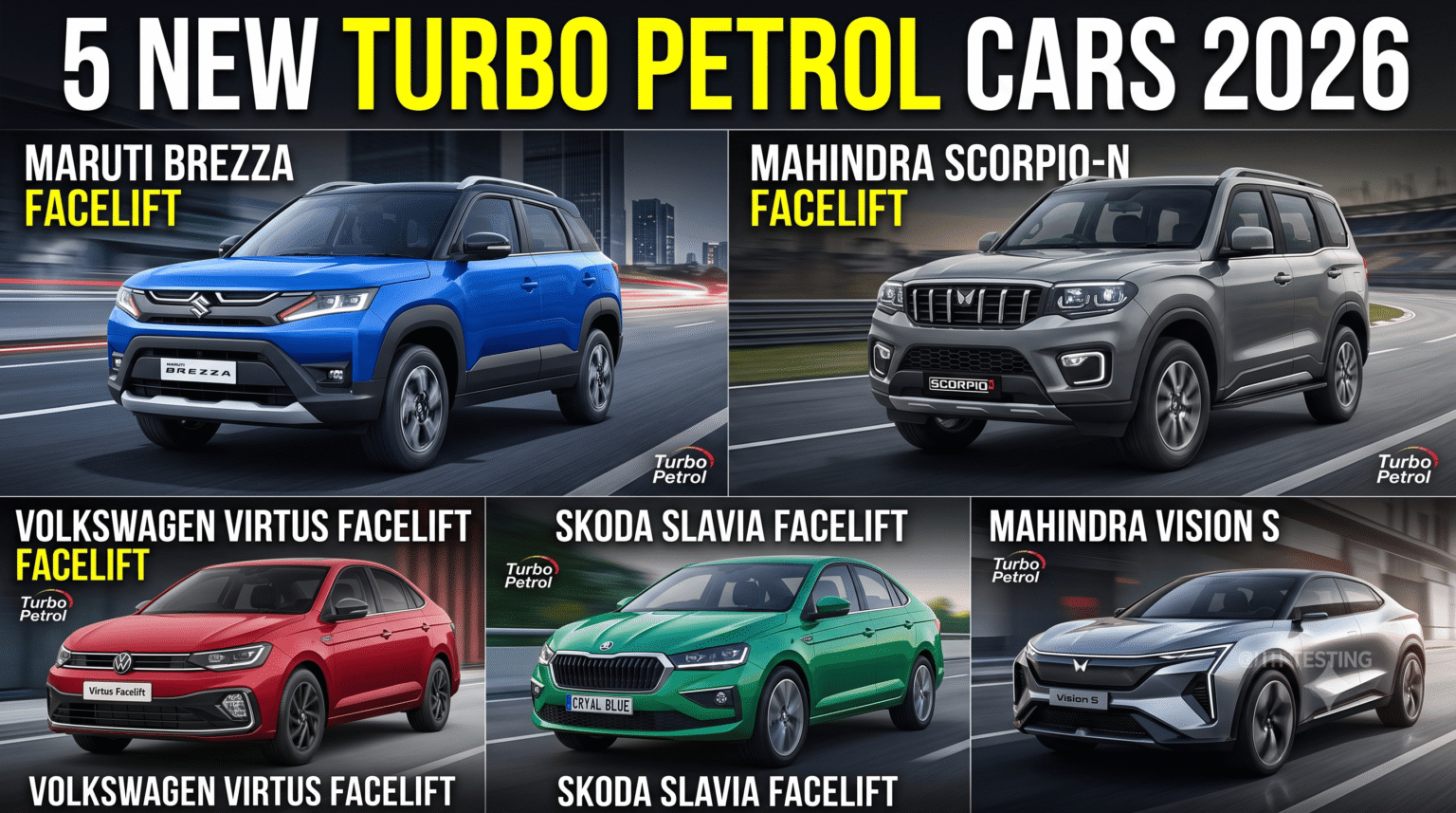 Upcoming Turbo Petrol Cars 2026: Brezza से Scorpio-N तक 5 नई कारें जल्द होंगी लॉन्च, जानें कीमत, लॉन्च डेट और फीचर्स Upcoming Turbo Petrol Cars 2026