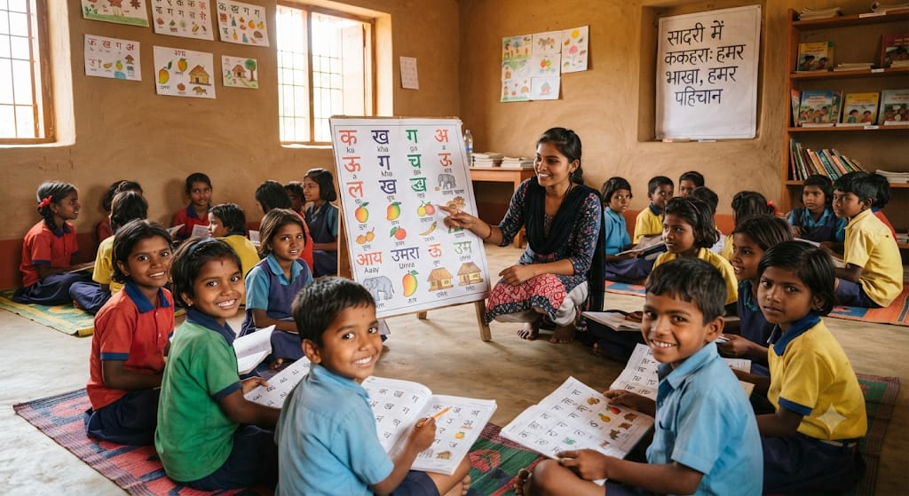 किताबों में उतरी माटी की महक: अब अपनी सादरी में ककहरा सीखेंगे जशपुर के 202 प्राथमिक स्कूलों में नौनिहाल, एनईपी के तहत शिक्षा में नया प्रयोग अपनी भाषा में आसान होगी पढ़ाई की ‘नींव’