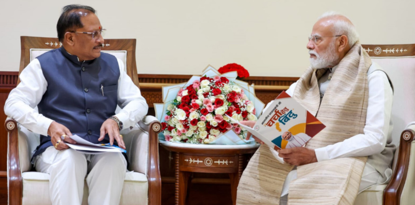 प्रधानमंत्री नरेंद्र मोदी से मुख्यमंत्री विष्णु देव साय ने की भेंट, छत्तीसगढ़ के विकास और ‘बस्तर विजन’ पर हुई विस्तृत चर्चा