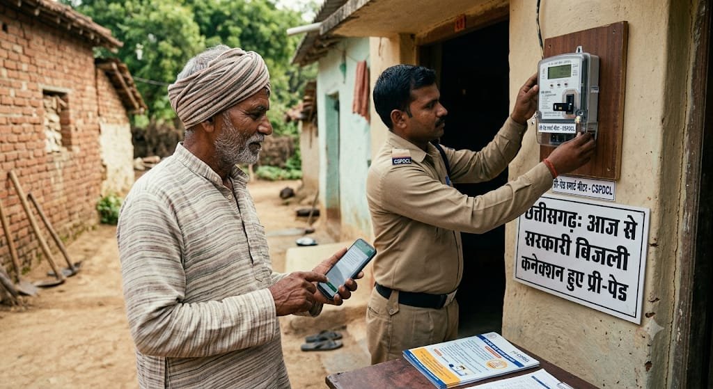 छत्तीसगढ़ में सरकारी बिजली कनेक्शन आज से होंगे प्री-पेड