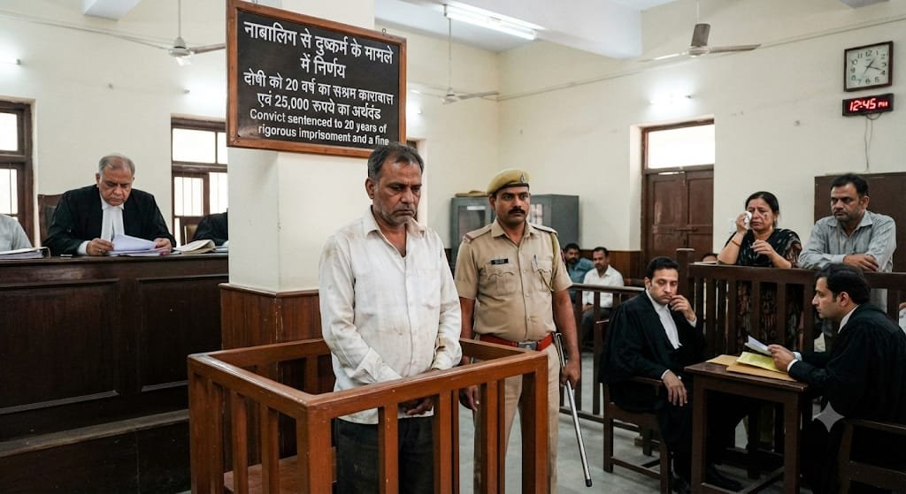 नाबालिग से दुष्कर्म के आरोपी को 20 वर्ष का सश्रम कारावास एवं 25 हजार रूपये का अर्थदण्ड