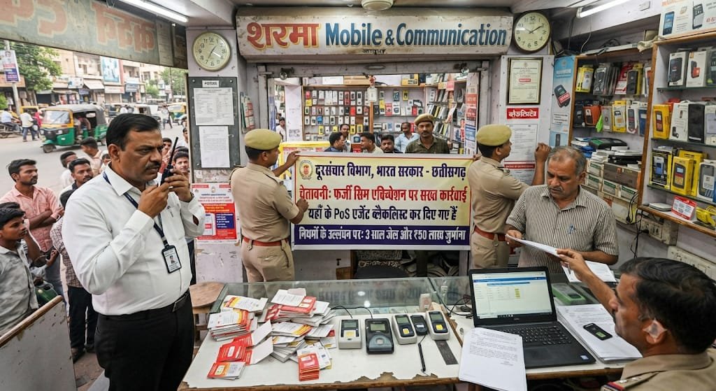 छत्तीसगढ़ में फर्जी सिम एक्टिवेशन पर दूरसंचार विभाग की बड़ी कार्रवाई: PoS एजेंट ब्लैकलिस्ट; नियमों के उल्लंघन पर 3 साल जेल और ₹50 लाख जुर्माने की चेतावनी