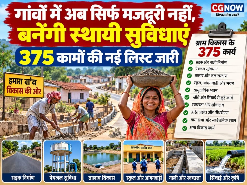 गांवों में अब सिर्फ मजदूरी नहीं, बनेंगी स्थायी सुविधाएं; 375 कामों की नई लिस्ट जारी