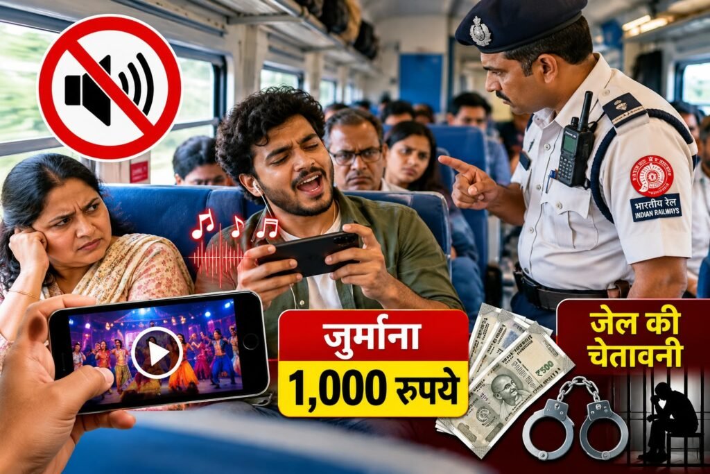 ट्रेन में तेज आवाज में मोबाइल पर वीडियो देखना और गाने बजाना पड़ेगा भारी, 1,000 रुपये जुर्माना और जेल की चेतावनी— जानिए रेलवे के नए निर्देश