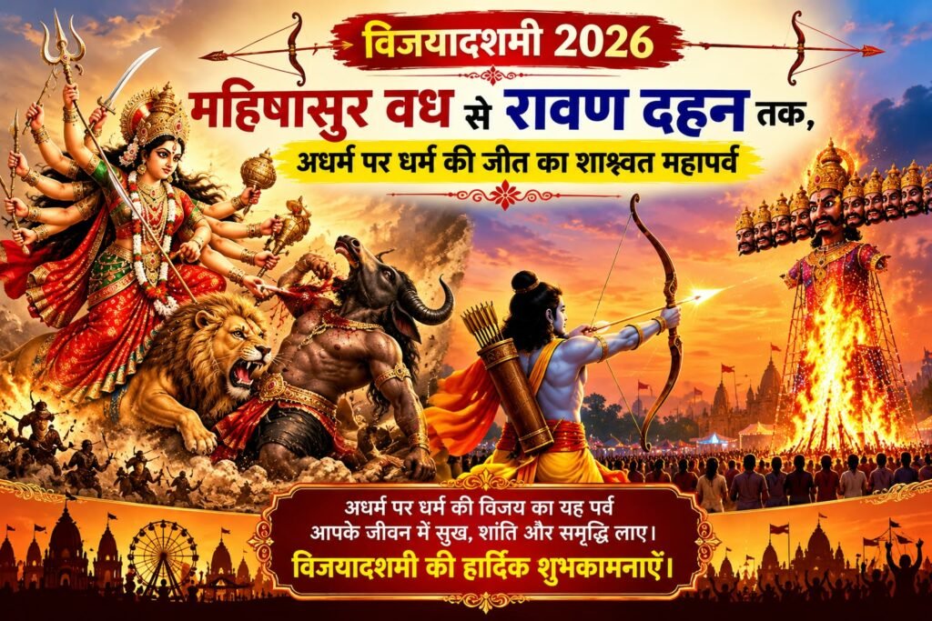विजयादशमी 2026 : महिषासुर वध से रावण दहन तक, अधर्म पर धर्म की जीत का शाश्वत महापर्व