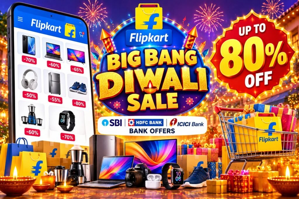 फ्लिपकार्ट की ‘Big Bang Diwali Sale’ शुरू , बंपर छूट, बैंक ऑफर्स के साथ 80% तक बचत का मौका